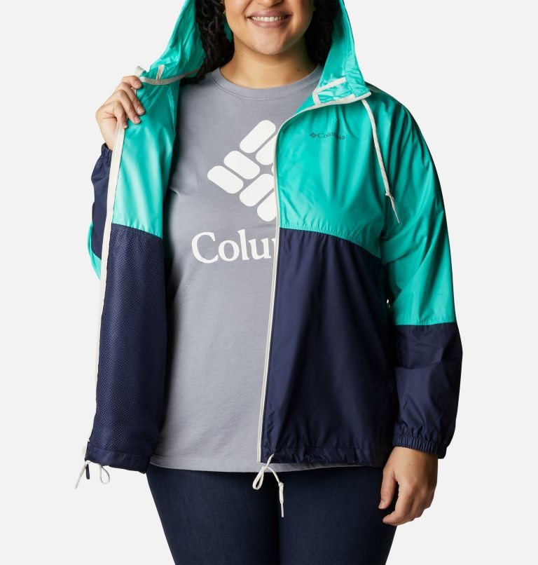 Jacheta Columbia Flash Forward Windbreaker Dama Turcoaz Bleumarin | Plus Size BYQ98Z71S